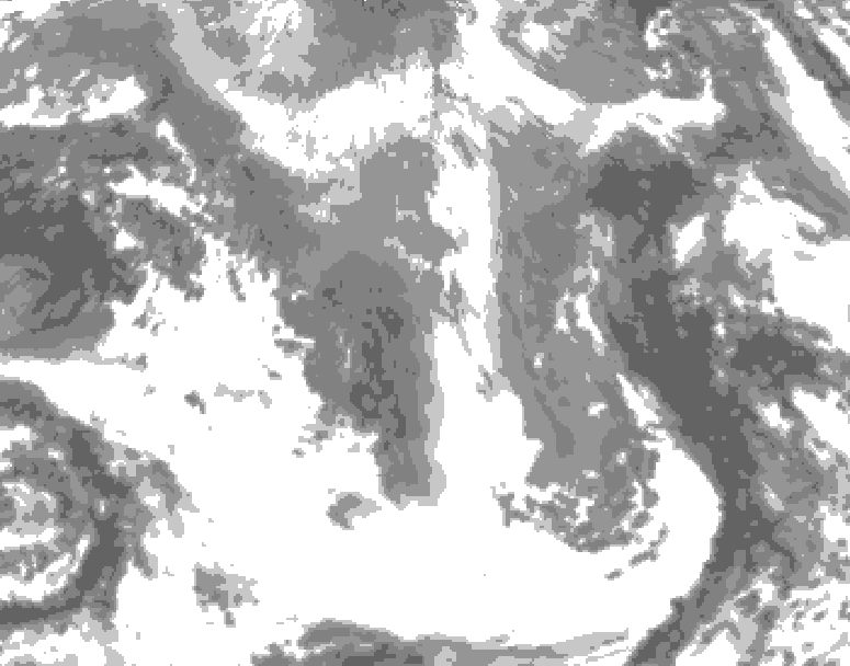 GDPS total cloud 132 hour forecast chart for Canada based on 2026/04/15 0000Z data
