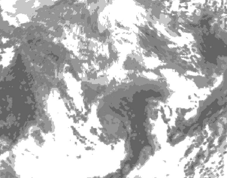 GDPS total cloud 072 hour forecast chart for Canada based on 2026/04/15 1200Z data