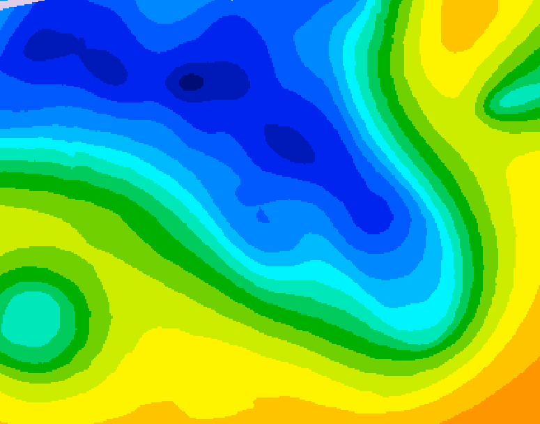 GDPS 500 millibar geopotential height 120 hour forecast chart for Canada based on 2026/04/16 0000Z data