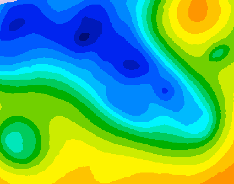 GDPS 500 millibar geopotential height 132 hour forecast chart for Canada based on 2026/04/16 0000Z data