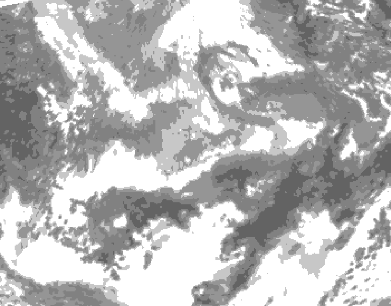 GDPS total cloud 018 hour forecast chart for Canada based on 2026/04/16 0000Z data