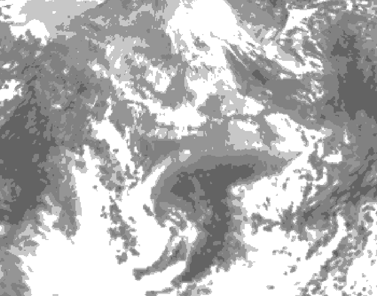 GDPS total cloud 054 hour forecast chart for Canada based on 2026/04/16 0000Z data