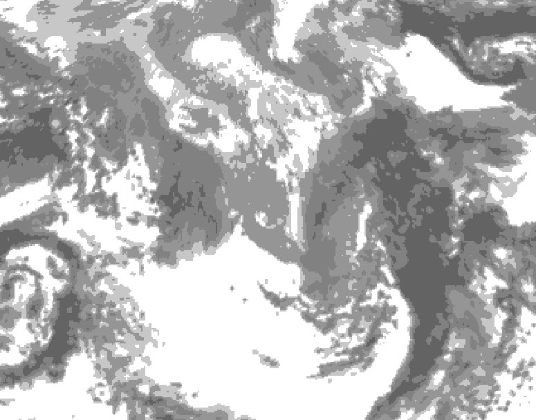 GDPS total cloud 096 hour forecast chart for Canada based on 2026/04/16 0000Z data