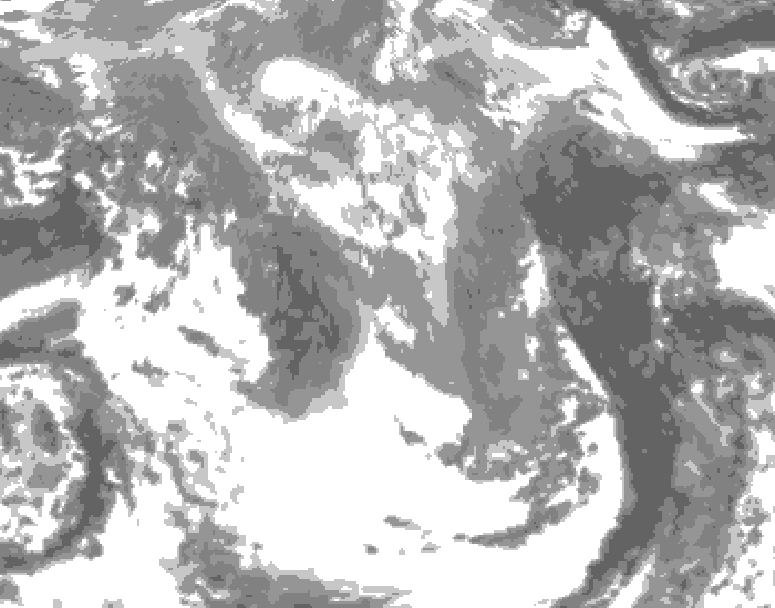 GDPS total cloud 102 hour forecast chart for Canada based on 2026/04/16 0000Z data