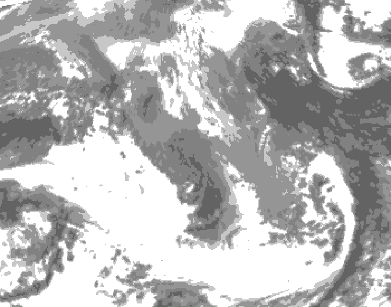 GDPS total cloud 120 hour forecast chart for Canada based on 2026/04/16 0000Z data