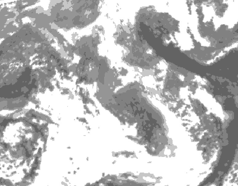 GDPS total cloud 132 hour forecast chart for Canada based on 2026/04/16 0000Z data
