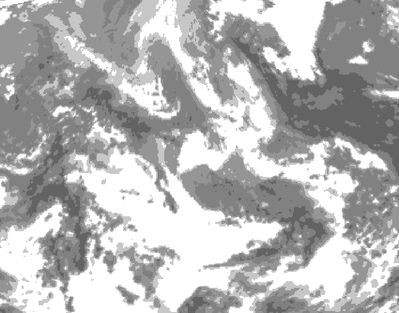 GDPS total cloud 150 hour forecast chart for Canada based on 2026/04/16 0000Z data