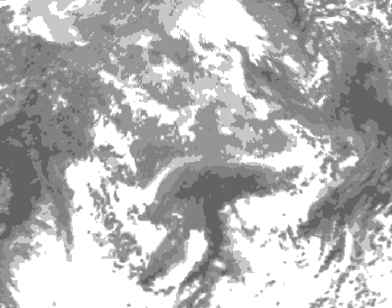 GDPS total cloud 036 hour forecast chart for Canada based on 2026/04/16 1200Z data