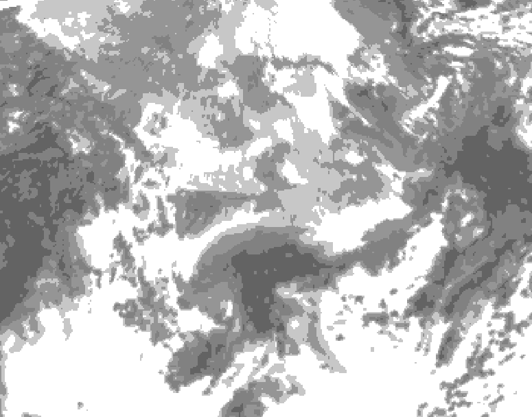 GDPS total cloud 018 hour forecast chart for Canada based on 2026/04/17 0000Z data