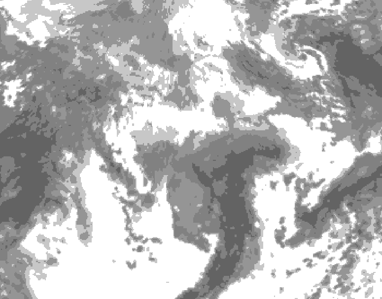 GDPS total cloud 036 hour forecast chart for Canada based on 2026/04/17 0000Z data