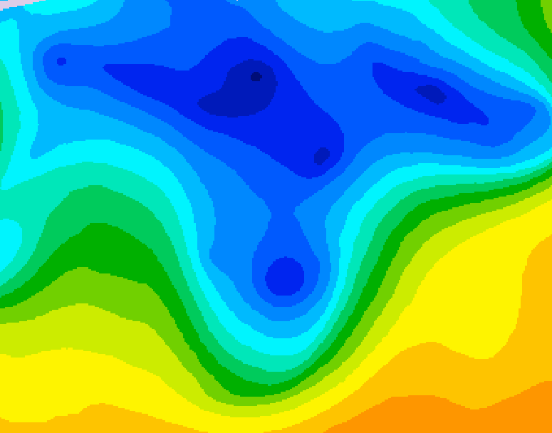 GDPS 500 millibar geopotential height 018 hour forecast chart for Canada based on 2026/04/18 0000Z data
