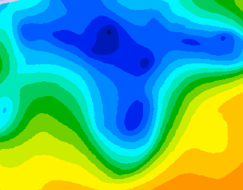 GDPS 500 millibar geopotential height 024 hour forecast chart for Canada based on 2026/04/18 0000Z data