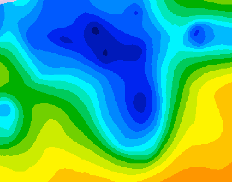 GDPS 500 millibar geopotential height 036 hour forecast chart for Canada based on 2026/04/18 0000Z data