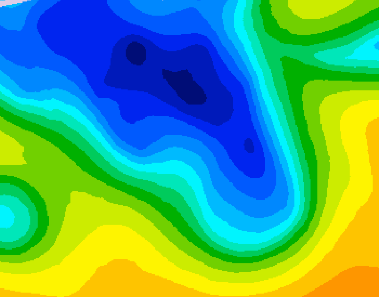 GDPS 500 millibar geopotential height 054 hour forecast chart for Canada based on 2026/04/18 0000Z data