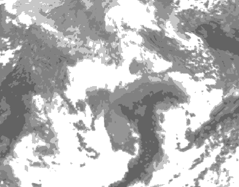 GDPS total cloud 012 hour forecast chart for Canada based on 2026/04/18 0000Z data