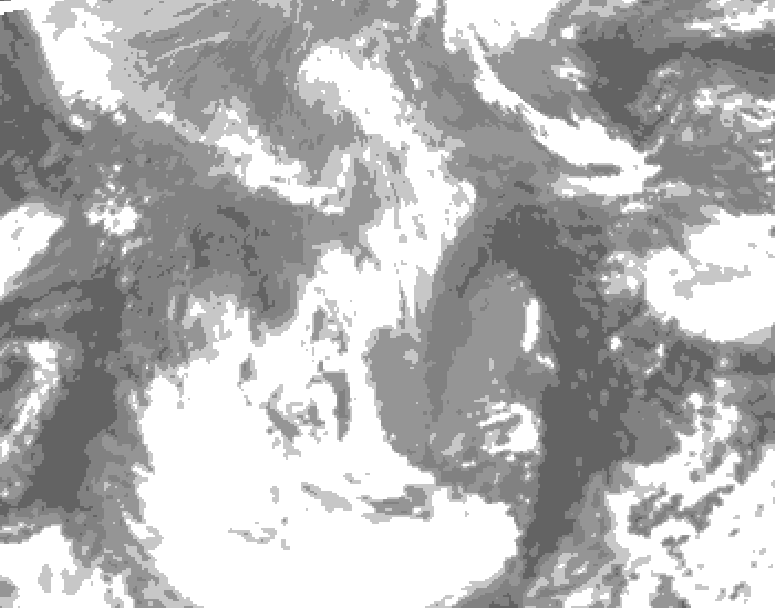 GDPS total cloud 036 hour forecast chart for Canada based on 2026/04/18 0000Z data