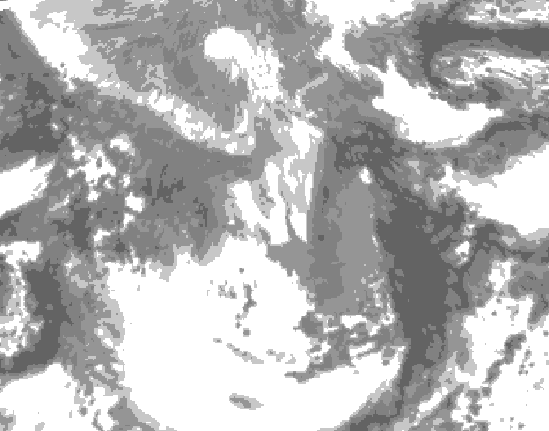 GDPS total cloud 030 hour forecast chart for Canada based on 2026/04/18 1200Z data
