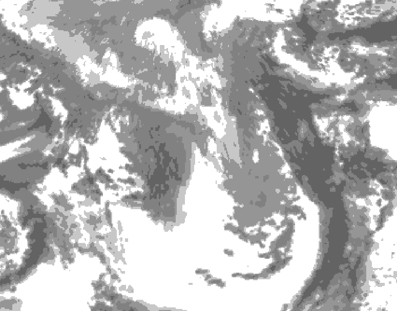GDPS total cloud 042 hour forecast chart for Canada based on 2026/04/18 1200Z data