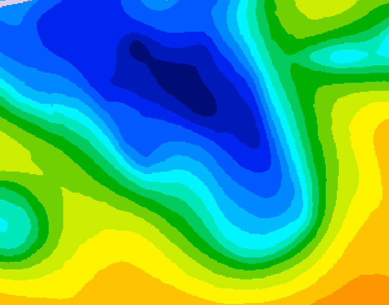 GDPS 500 millibar geopotential height 030 hour forecast chart for Canada based on 2026/04/19 0000Z data