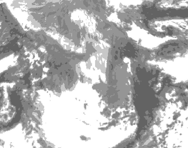 GDPS total cloud 018 hour forecast chart for Canada based on 2026/04/19 0000Z data