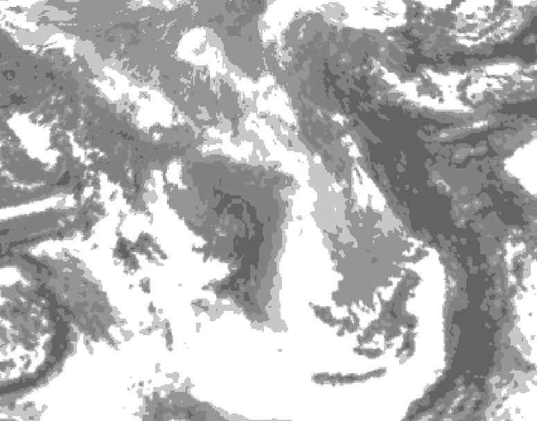GDPS total cloud 036 hour forecast chart for Canada based on 2026/04/19 0000Z data