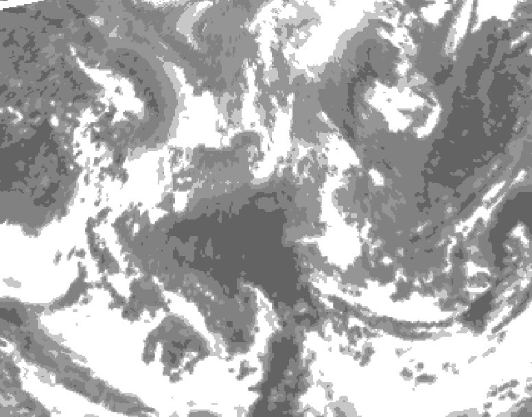 GDPS total cloud 132 hour forecast chart for Canada based on 2026/04/19 0000Z data