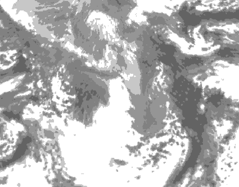 GDPS total cloud 012 hour forecast chart for Canada based on 2026/04/19 1200Z data