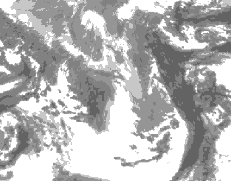 GDPS total cloud 018 hour forecast chart for Canada based on 2026/04/19 1200Z data