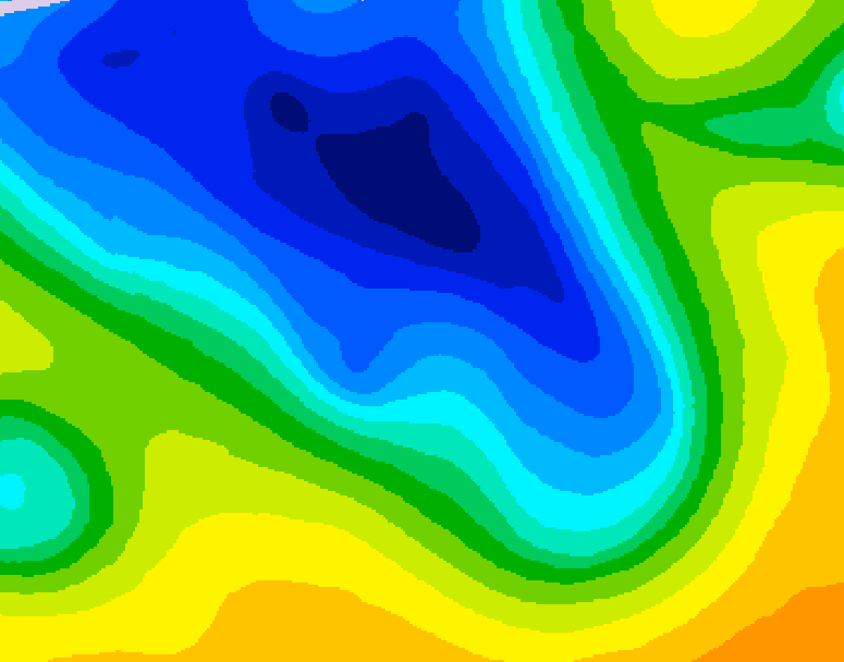GDPS 500 millibar geopotential height 012 hour forecast chart for Canada based on 2026/04/20 0000Z data