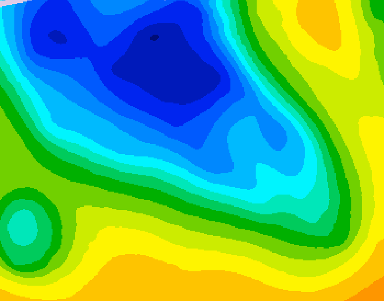 GDPS 500 millibar geopotential height 024 hour forecast chart for Canada based on 2026/04/20 1200Z data