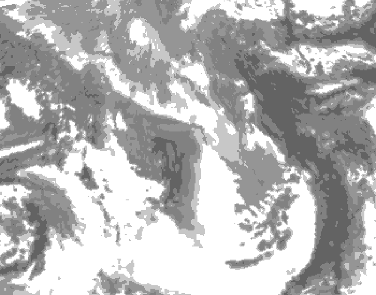 GDPS total cloud 012 hour forecast chart for Canada based on 2026/04/20 0000Z data