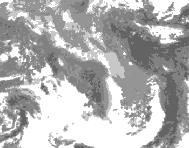 GDPS total cloud 018 hour forecast chart for Canada based on 2026/04/20 0000Z data