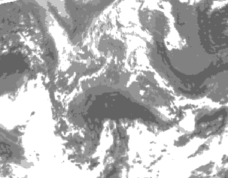 GDPS total cloud 096 hour forecast chart for Canada based on 2026/04/20 0000Z data