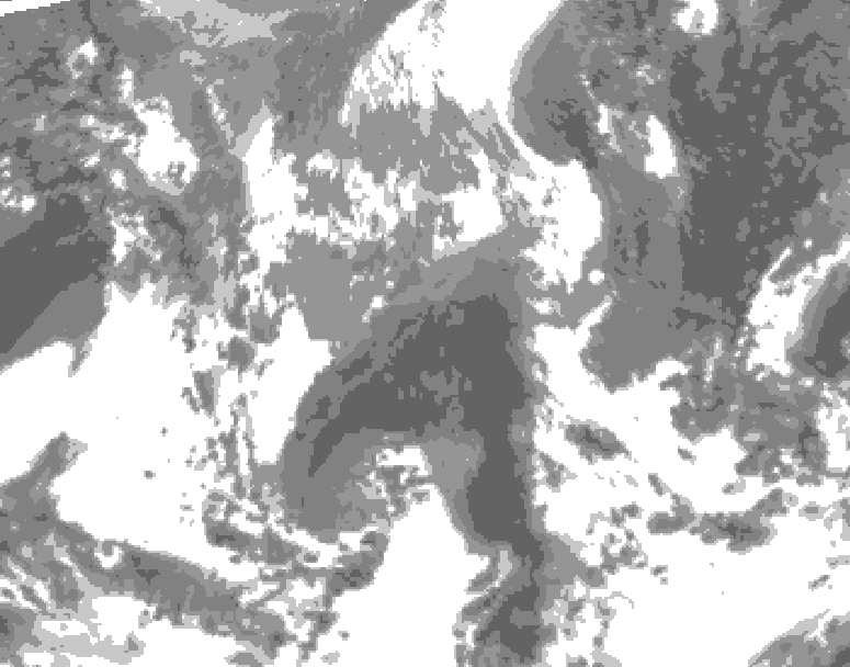 GDPS total cloud 120 hour forecast chart for Canada based on 2026/04/20 0000Z data