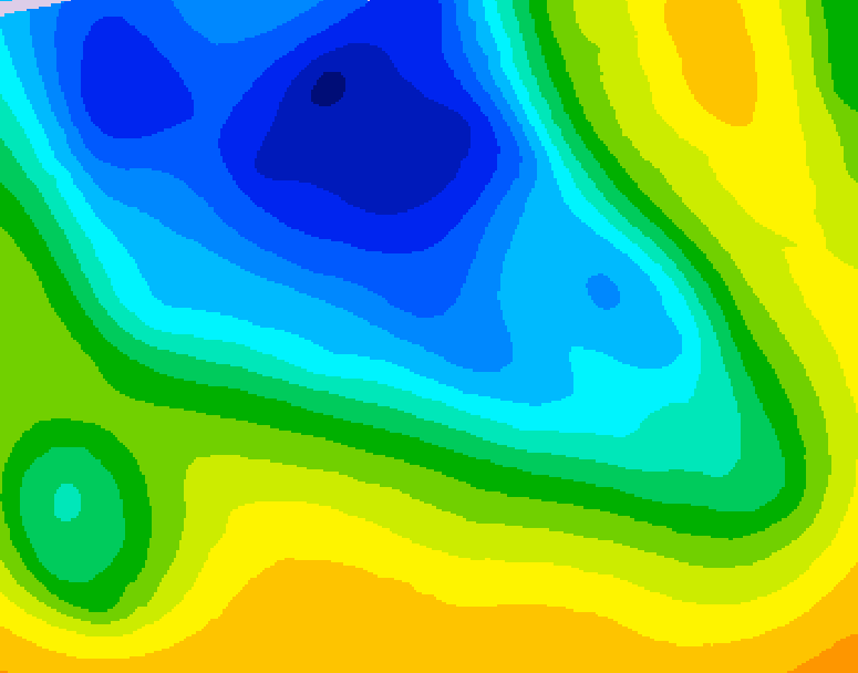 GDPS 500 millibar geopotential height 018 hour forecast chart for Canada based on 2026/04/21 0000Z data