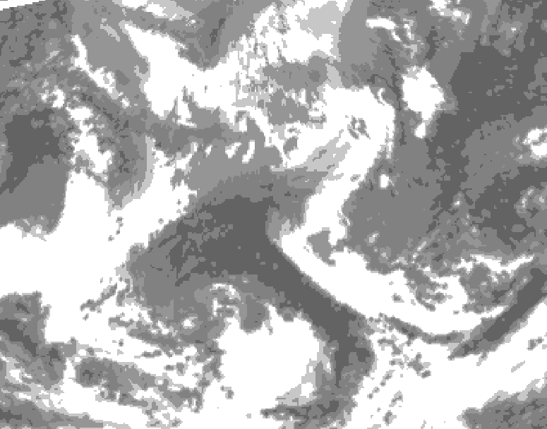 GDPS total cloud 072 hour forecast chart for Canada based on 2026/04/22 0000Z data