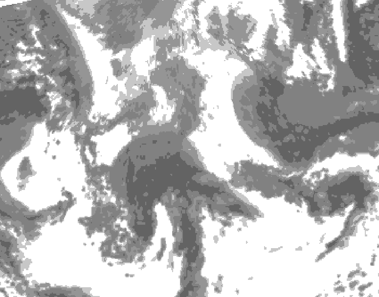 GDPS total cloud 018 hour forecast chart for Canada based on 2026/04/23 0000Z data