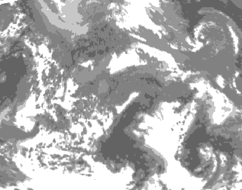 GDPS total cloud 120 hour forecast chart for Canada based on 2026/04/23 0000Z data