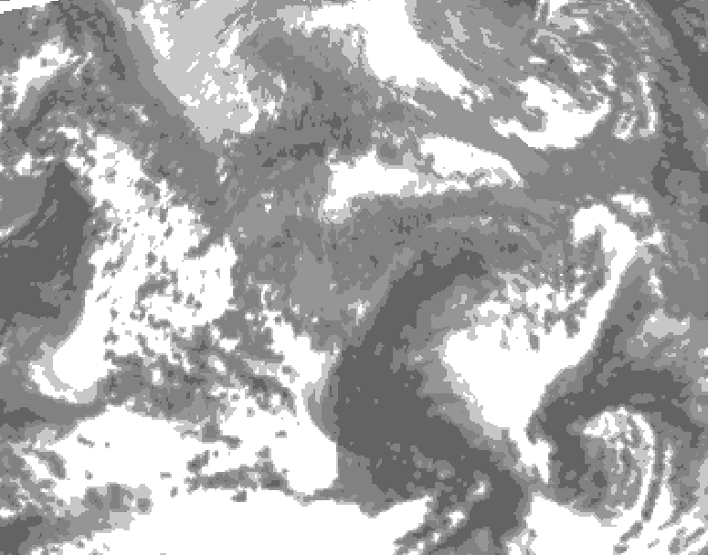 GDPS total cloud 132 hour forecast chart for Canada based on 2026/04/23 0000Z data