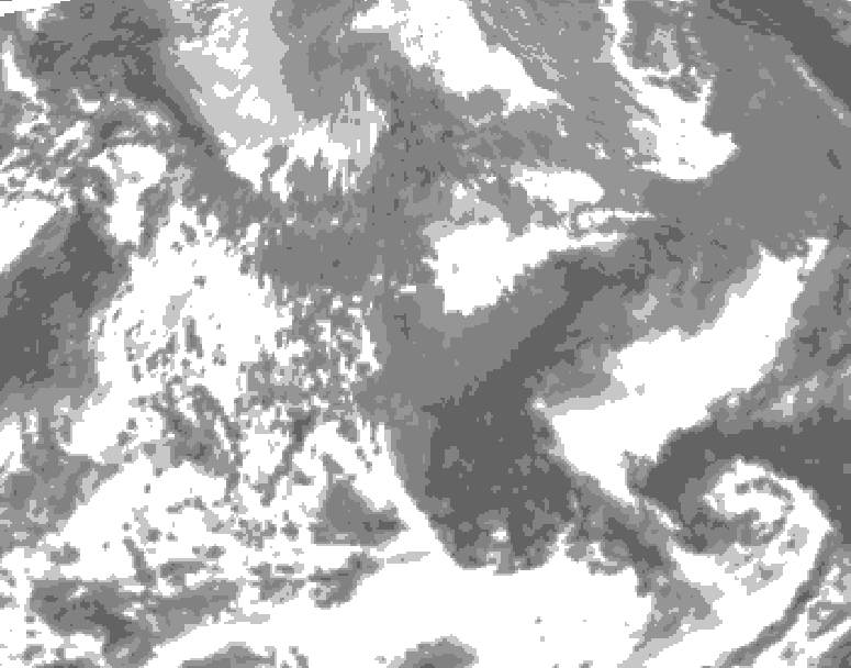 GDPS total cloud 132 hour forecast chart for Canada based on 2026/04/23 1200Z data