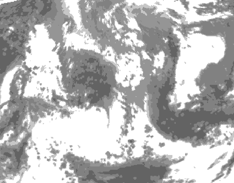 GDPS total cloud 132 hour forecast chart for Canada based on 2026/04/26 1200Z data