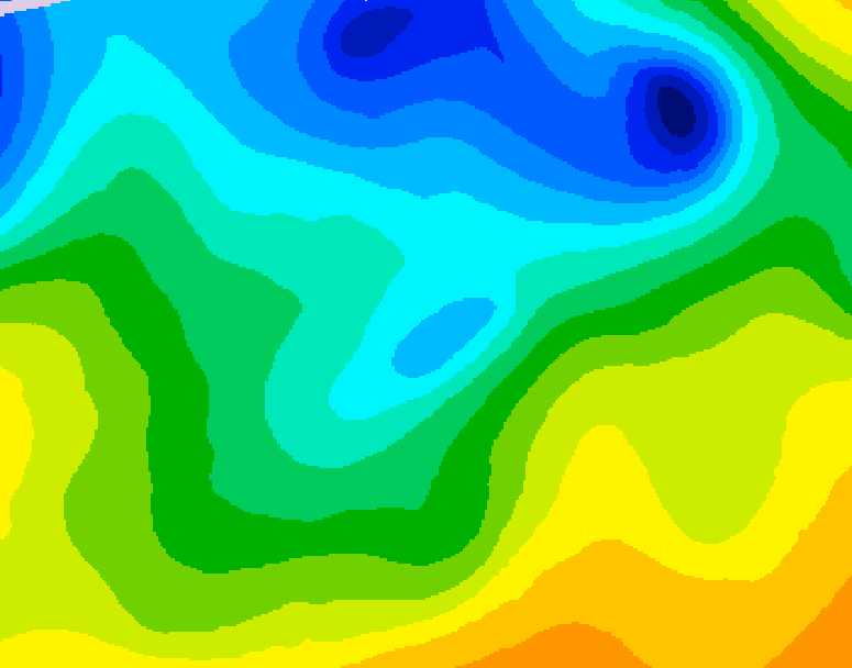 GDPS 500 millibar geopotential height 024 hour forecast chart for Canada based on 2026/04/27 0000Z data