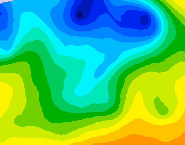 GDPS 500 millibar geopotential height 036 hour forecast chart for Canada based on 2026/04/27 0000Z data