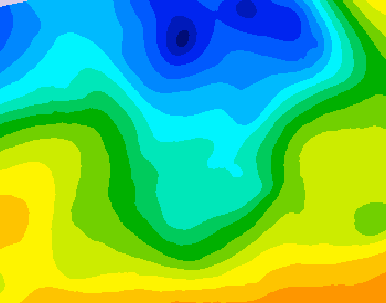 GDPS 500 millibar geopotential height 018 hour forecast chart for Canada based on 2026/04/28 1200Z data