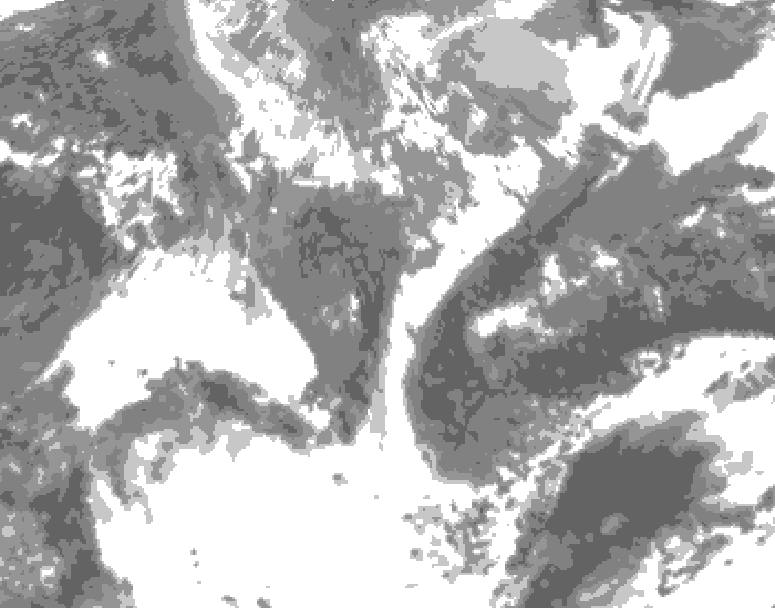 GDPS total cloud 102 hour forecast chart for Canada based on 2026/04/28 1200Z data