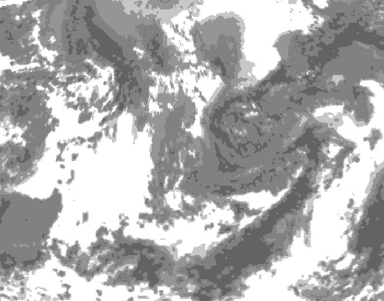 GDPS total cloud 126 hour forecast chart for Canada based on 2026/05/01 0000Z data