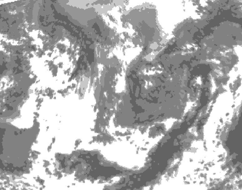 GDPS total cloud 132 hour forecast chart for Canada based on 2026/05/01 0000Z data