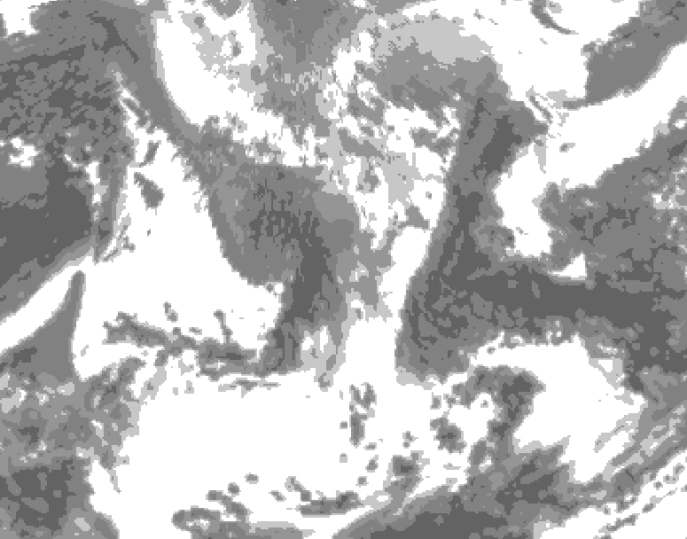 GDPS total cloud 018 hour forecast chart for Canada based on 2026/05/01 1200Z data
