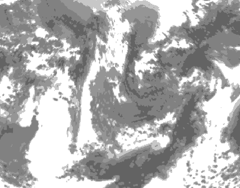 GDPS total cloud 126 hour forecast chart for Canada based on 2026/05/01 1200Z data
