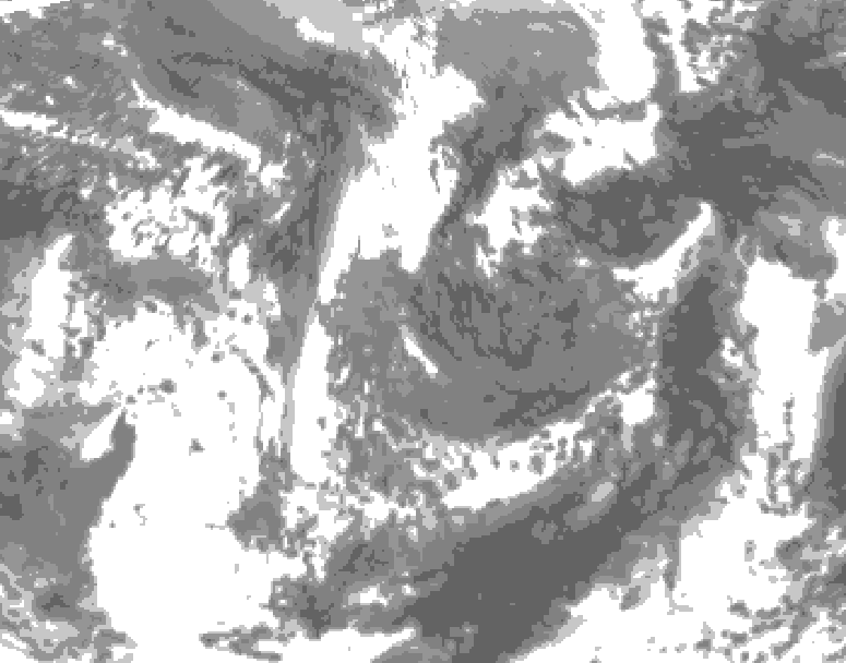 GDPS total cloud 132 hour forecast chart for Canada based on 2026/05/01 1200Z data
